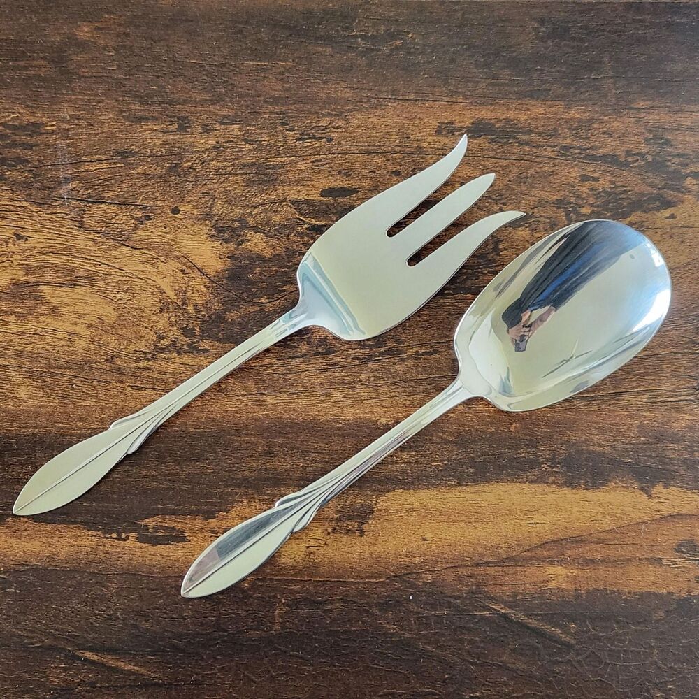OLD CALIFORNIAN Silver Salad Set Casserole Spoon Meat Fork Serving Flatware VTG